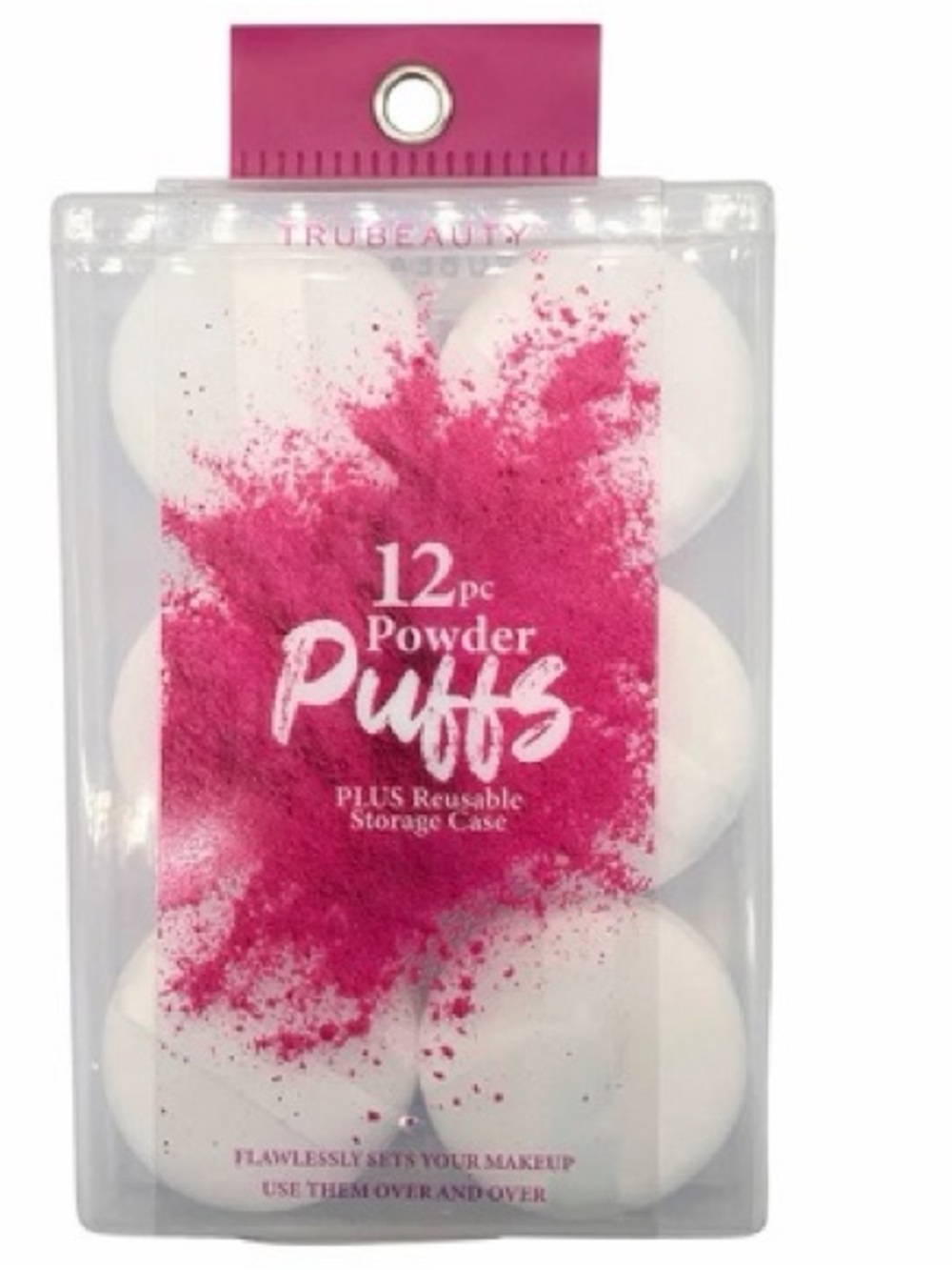 NIB TruBeauty 12pc Powder Puffs with Storage Case